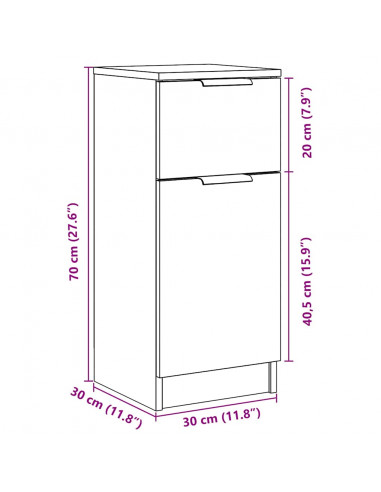 Credenza Rovere Artigianale 30x30x70 cm in Legno Multistrato