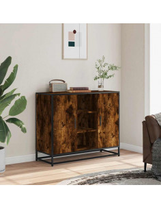 Credenza Rovere Fumo 92x35x76 cm in Legno Multistrato 2