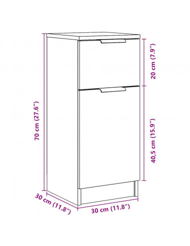 Credenze 2 pz Legno Antico 30x30x70 cm in Legno Multistrato