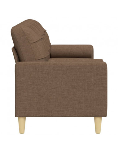 Divano a 3 Posti con Cuscini Marrone 210 cm in Tessuto