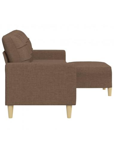 Divano a 3 Posti con Poggiapiedi Marrone 210cm in Tessuto