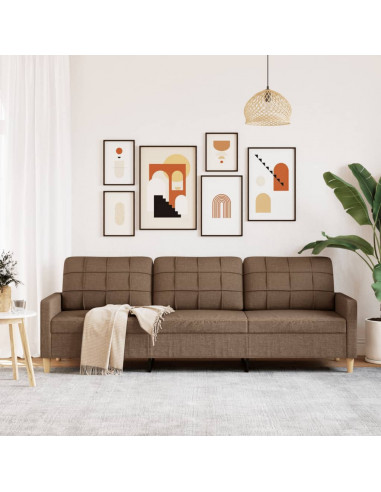 Divano a 3 Posti Marrone 210 cm in Tessuto