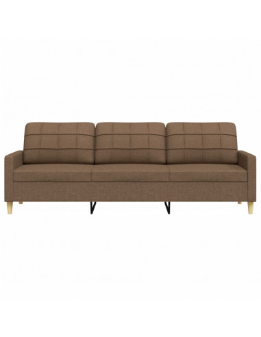 Divano a 3 Posti Marrone 210 cm in Tessuto