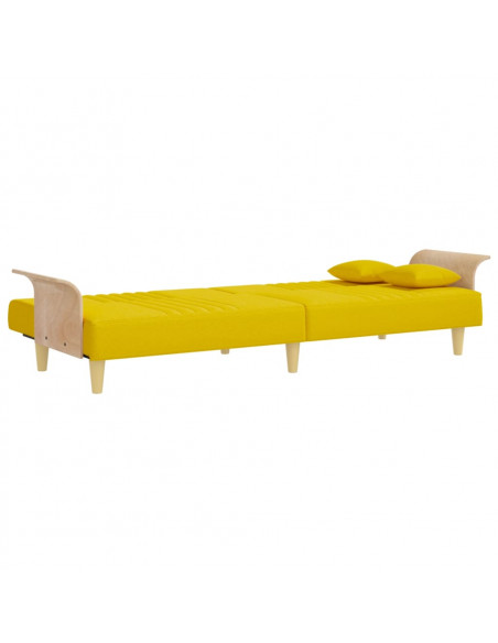 Divano Letto con Braccioli Giallo Chiaro in Tessuto