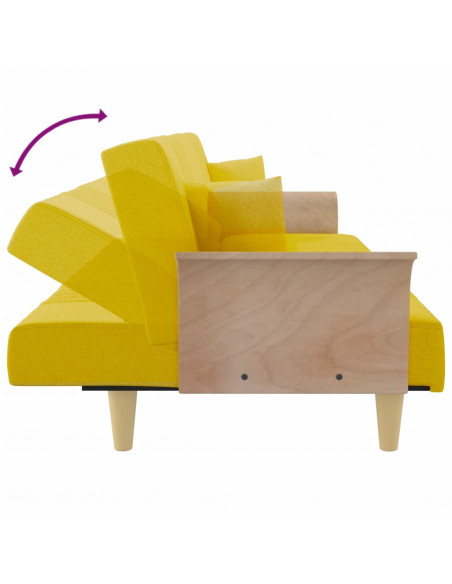 Divano Letto con Braccioli Giallo Chiaro in Tessuto