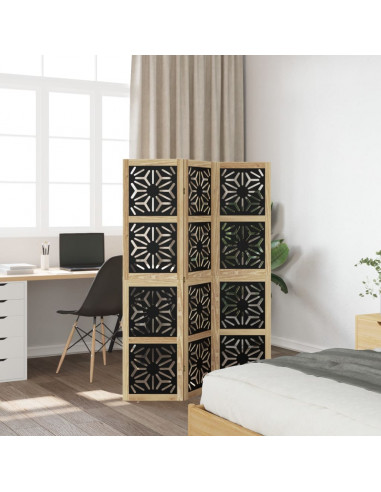 Divisorio Ambienti 3 Pannelli Marrone e Nero Massello Paulownia