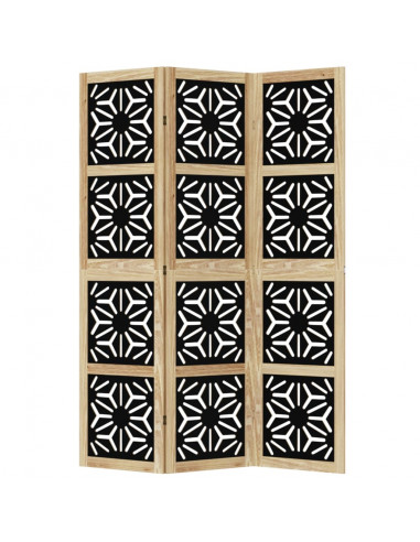 Divisorio Ambienti 3 Pannelli Marrone e Nero Massello Paulownia