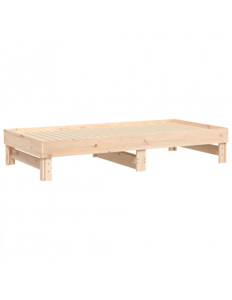 Dormeuse Estraibile 2x(75x190) cm Legno Massello di Pino