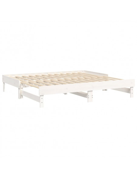 Dormeuse Estraibile Bianca 2x(75x190) cm Legno Massello di Pino