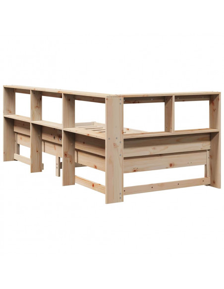 Giroletto con Libreria senza Materasso 75x190 cm in Legno Pino