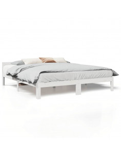 Giroletto senza Materasso Bianco 160x200 cm Legno Massello Pino