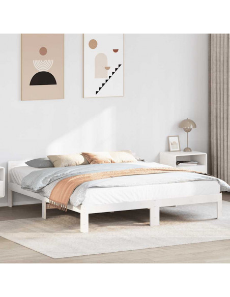 Giroletto senza Materasso Bianco 160x200 cm Legno Massello Pino