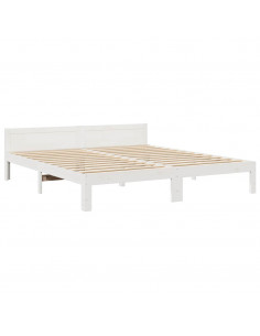 Giroletto senza Materasso Bianco 180x200 cm Legno Massello Pino 2