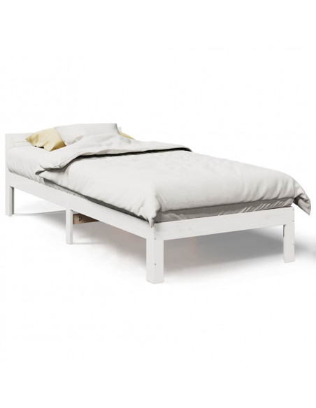 Giroletto senza Materasso Bianco 90x200 cm Legno Massello Pino