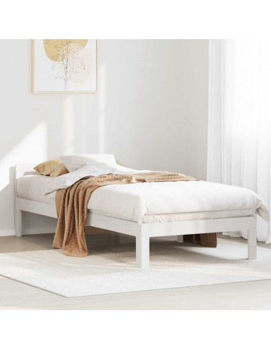 Giroletto senza Materasso Bianco 90x200 cm Legno Massello Pino