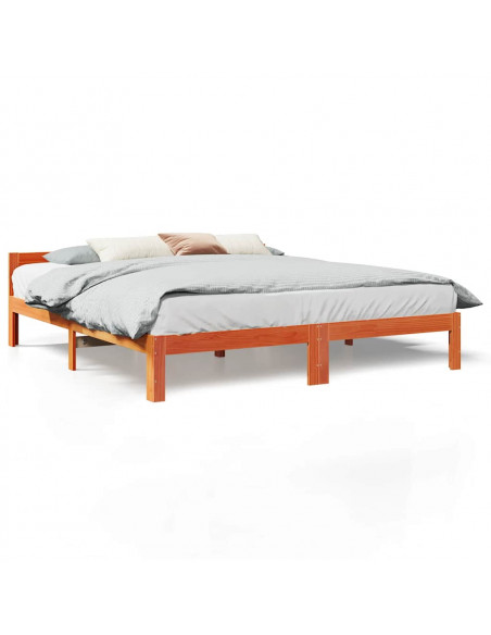 Giroletto senza Materasso Marrone Cera 160x200 cm Legno di Pino