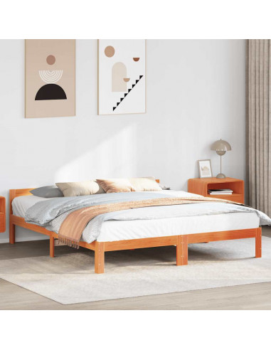 Giroletto senza Materasso Marrone Cera 160x200 cm Legno di Pino