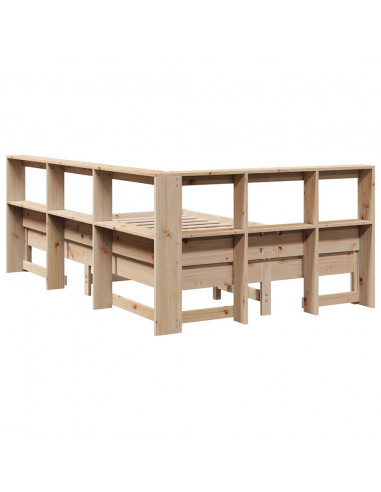 Letto Libreria senza Materasso 135x190 cm in Legno di Pino