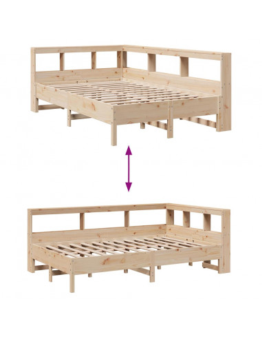 Letto Libreria senza Materasso 135x190 cm in Legno di Pino