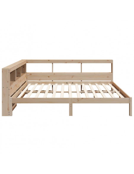 Letto Libreria senza Materasso 140x200 cm in Legno di Pino