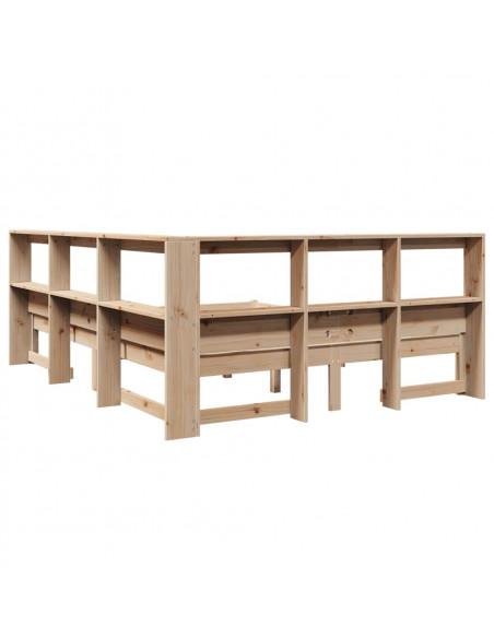 Letto Libreria senza Materasso 160x200 cm in Legno di Pino