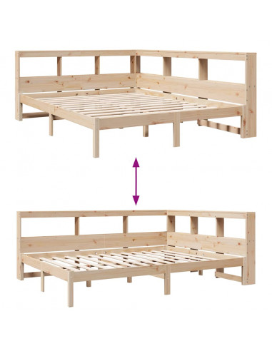 Letto Libreria senza Materasso 160x200 cm in Legno di Pino