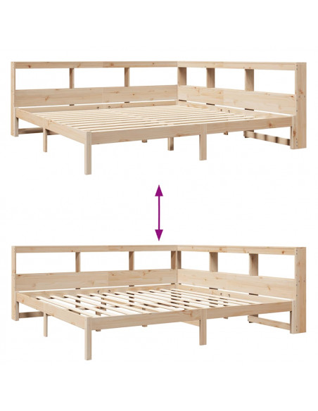Letto Libreria senza Materasso 200x200 cm in Legno di Pino