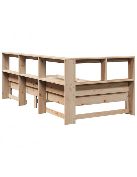 Letto Libreria senza Materasso 90x200 cm Legno Massello Pino