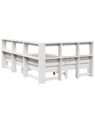 Letto Libreria senza Materasso Bianco 120x190 cm Legno di Pino