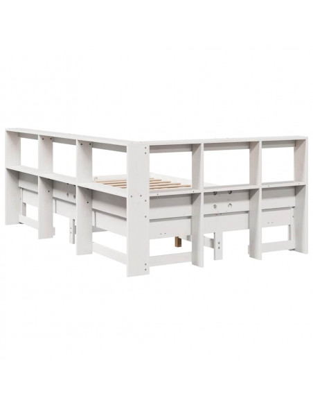 Letto Libreria senza Materasso Bianco 120x190 cm Legno di Pino