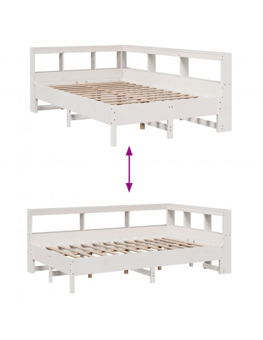 Letto Libreria senza Materasso Bianco 120x190 cm Legno di Pino