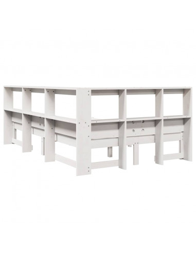 Letto Libreria senza Materasso Bianco 120x190 cm Legno di Pino