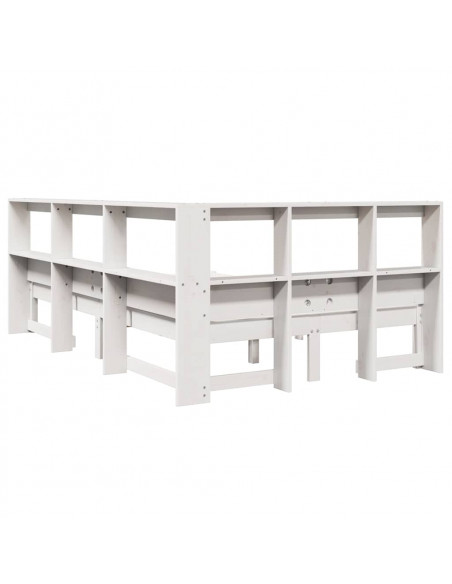 Letto Libreria senza Materasso Bianco 120x190 cm Legno di Pino