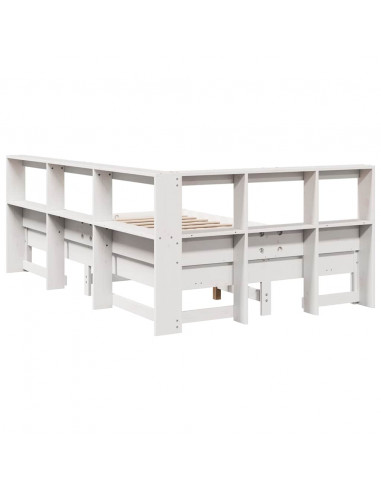 Letto Libreria senza Materasso Bianco 120x200 cm Legno di Pino