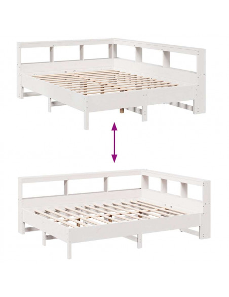 Letto Libreria senza Materasso Bianco 135x190 cm Legno di Pino