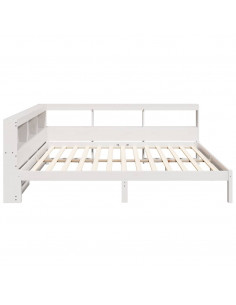 Letto Libreria senza Materasso Bianco 135x190 cm Legno di Pino 2