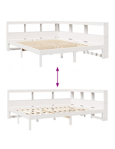 Letto Libreria senza Materasso Bianco 135x190 cm Legno di Pino
