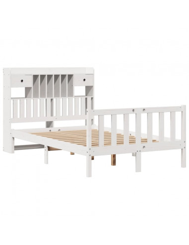 Letto Libreria senza Materasso Bianco 135x190 cm Legno di Pino