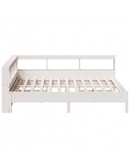 Letto Libreria senza Materasso Bianco 140x190 cm Legno di Pino