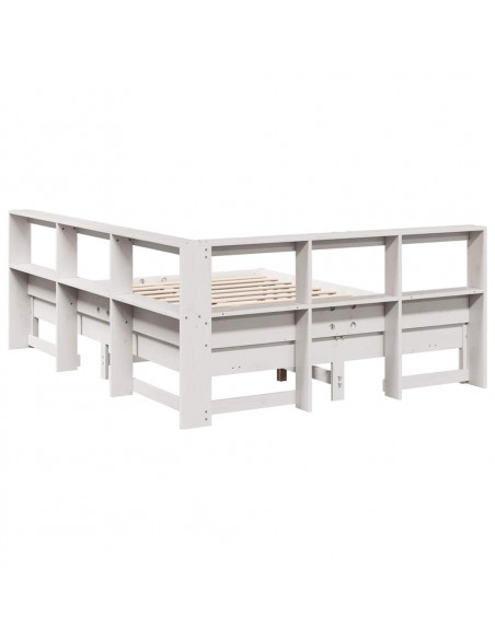 Letto Libreria senza Materasso Bianco 140x190 cm Legno di Pino