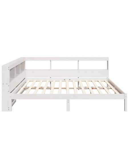 Letto Libreria senza Materasso Bianco 140x190 cm Legno di Pino