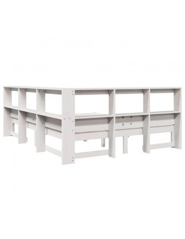 Letto Libreria senza Materasso Bianco 140x190 cm Legno di Pino