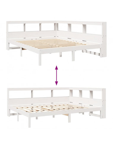 Letto Libreria senza Materasso Bianco 140x190 cm Legno di Pino