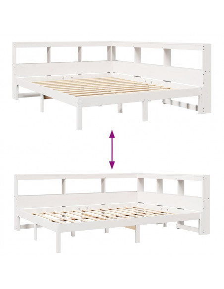 Letto Libreria senza Materasso Bianco 140x190 cm Legno di Pino