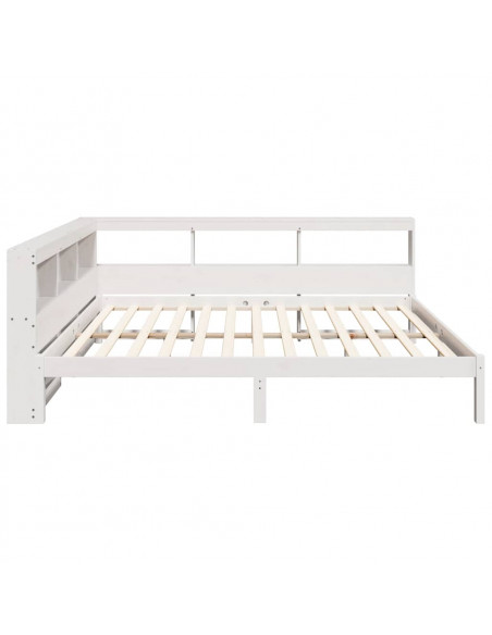 Letto Libreria senza Materasso Bianco 140x200 cm Legno di Pino