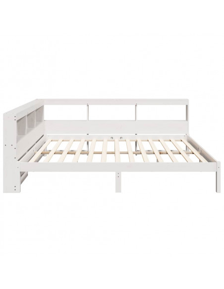 Letto Libreria senza Materasso Bianco 150x200 cm Legno di Pino