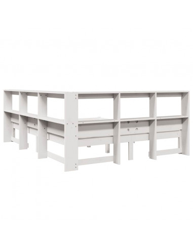 Letto Libreria senza Materasso Bianco 160x200 cm Legno di Pino