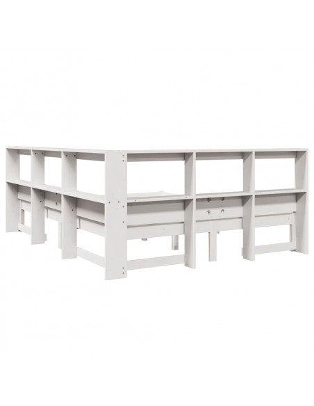 Letto Libreria senza Materasso Bianco 160x200 cm Legno di Pino