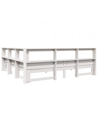 Letto Libreria senza Materasso Bianco 200x200 cm Legno di Pino