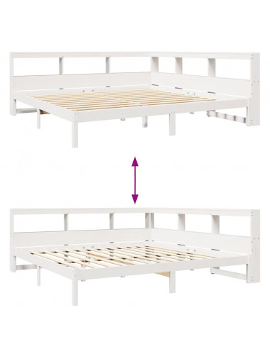 Letto Libreria senza Materasso Bianco 200x200 cm Legno di Pino